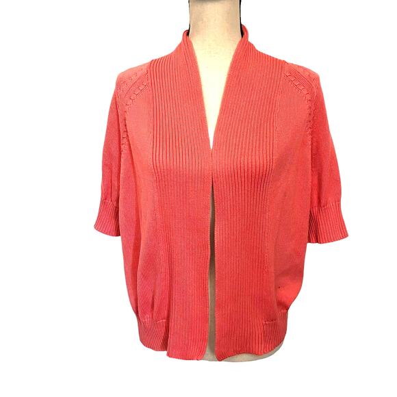 VINTAGE TALBOTSCotton Cardigan Womens Sweater Sz Large Orange Granny Core Open - Picture 1 of 11